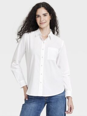 Universal Thread White Button-Down Tunic Shirt with Pocket Size XS